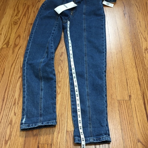 Almost Famous Denim Blue High Rise Straight Leg Zip Up Front Overalls - Picture 14 of 16